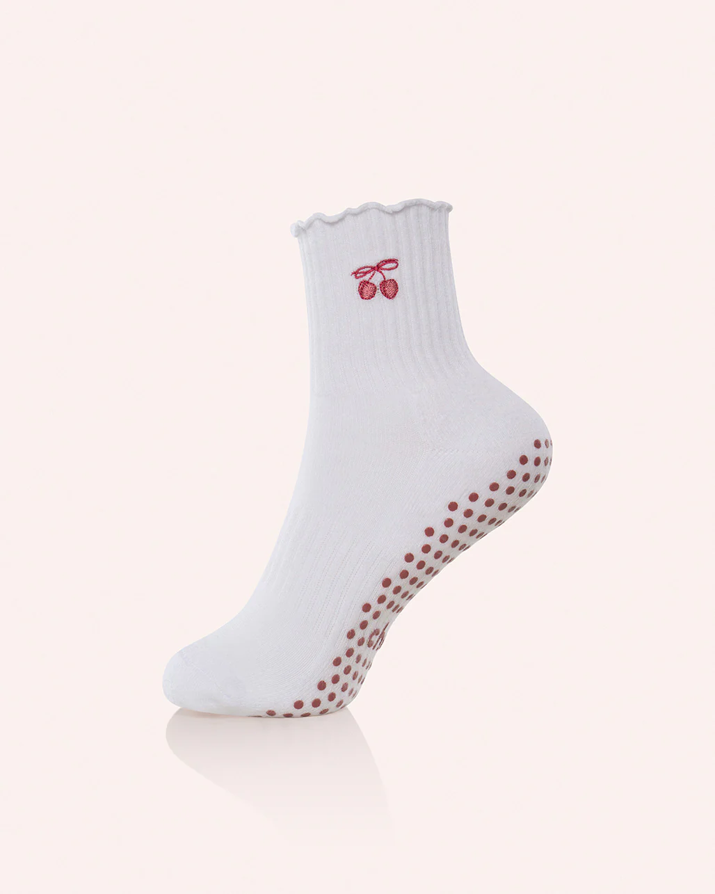 Pilates Frill Sock - Cherry - Image 4
