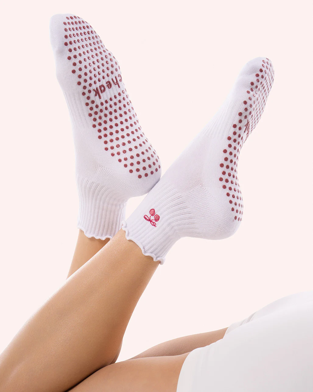 Pilates Frill Sock - Cherry - Image 6